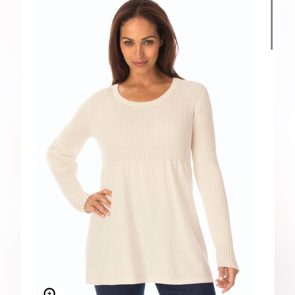 Jessica London Ribbed Babydoll Tunic Sweater | Plus Size Sweater